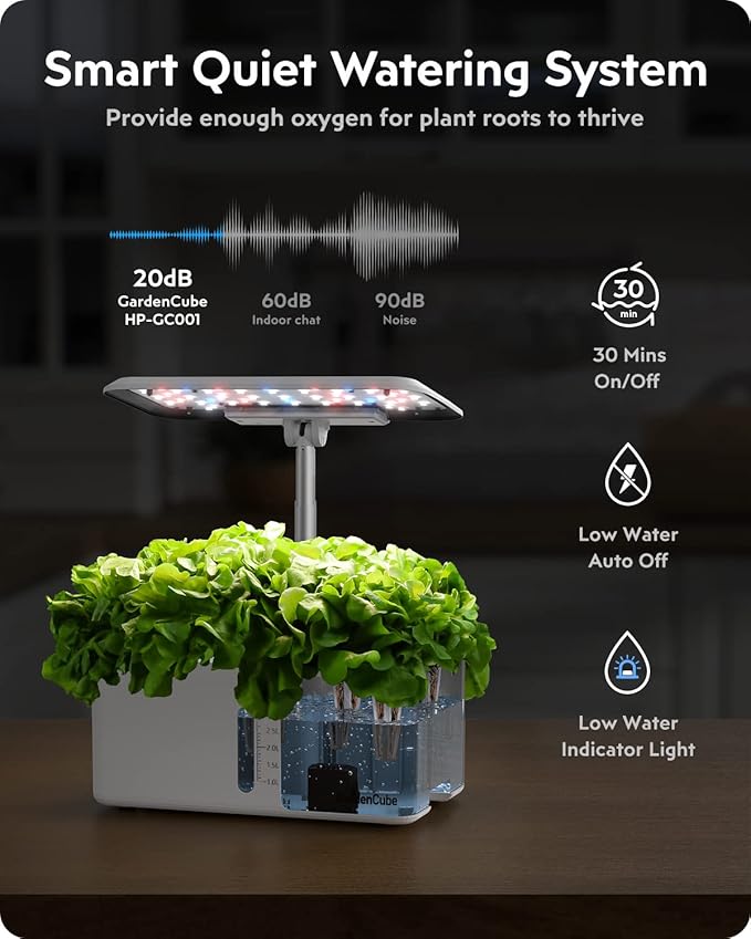 Hydroponics Growing System Garden: 8 Pods Indoor Herb Garden with Grow Light Plants Germination Kit Quiet Automatic Hydroponic Height Adjustable - Gardening Gifts for Women Kitchen White