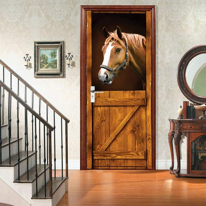 3D Peel and Stick Murals - Horse - Wallpaper Self-Adhesive Decals Removable PVC Waterproof Door Poster for Bedroom Living Room 37.4" x 84.6"