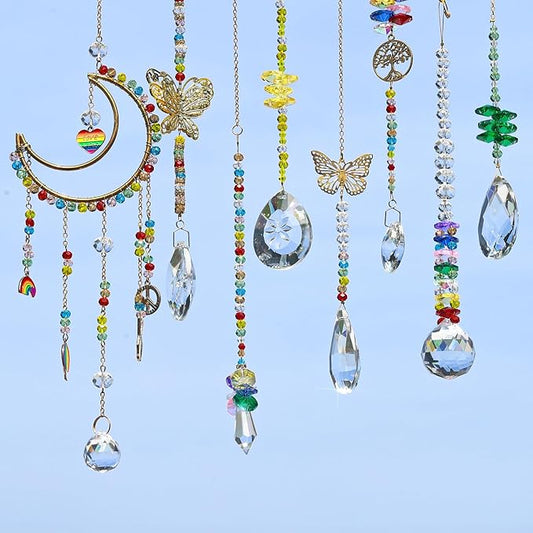 310 Pcs DIY Crystal Sun Catchers Indoor Window, Hanging Prism Suncatcher for Window, Colorful DIY Suncatcher Kit, Glass Crystal Alloy Accessories Sun Catcher Crafts for Adult, DIY for Mom…