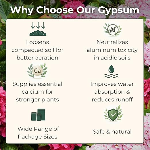 Gypsum for Soil - Calcium for Plants - Gypsum Fertilizer for Gardening, Lawn & Vegetables - Calcium for Garden (2 qts. - 4 lbs)