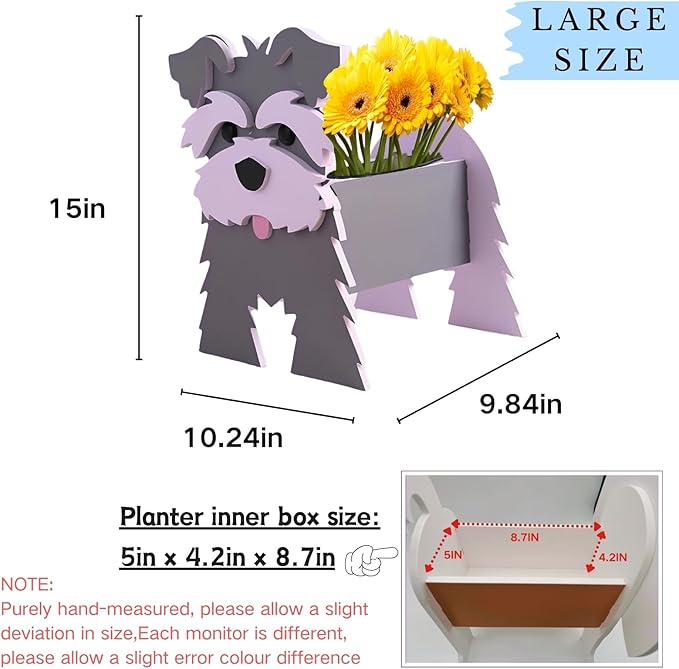 Gray Schnauzers Dog Planter Plant Pots,Cute Garden Dog Flower Planter,Large Dog Planters Birthday Gifts for Women,Office,Indoor/Outdoor Decor(9.84 * 10.24 * 15in)