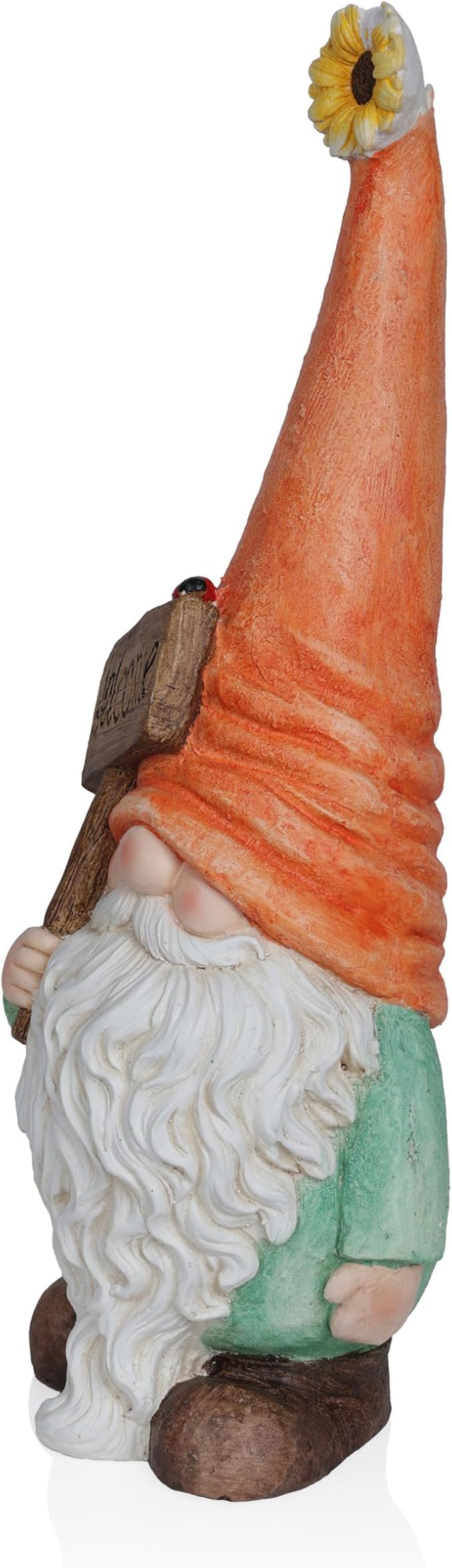 Alpine Corporation MCC848 Indoor/Outdoor Gnome with "Welcome" Sign Garden Statue, Charming Gnome with Hat, 26"H, Orange