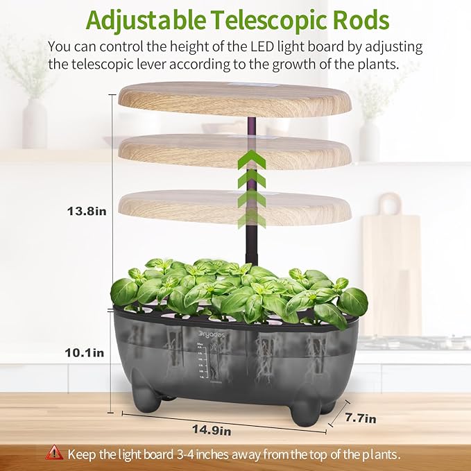 12 Pods Hydroponics Growing System Indoor Herb Garden with LED Growth Lamp Smart Water Pump Plant Germination Kit (No Seeds) Home Kitchen, Gift Ideas for Women Men