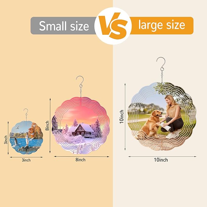 10 Pack Sublimation Wind Spinner Blanks, 10 Inch Sublimation Wind Spinners, 3D Aluminum Metal Hanging Wind Spinner Bulk for Garden Yard Outdoor, Window Porch Decoration for Heat Press Transfer DIY