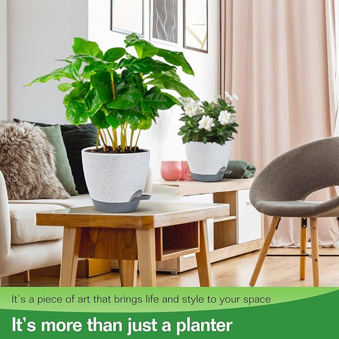 Hanging Planters for Indoor Plants with Self-Watering Hanging Pots for Plants, 2 Pack Macrame Hanging Plant Holders with Drainage Hole & Two Ceiling Hooks, Plant Hangers for Houseplants (7 Inch)