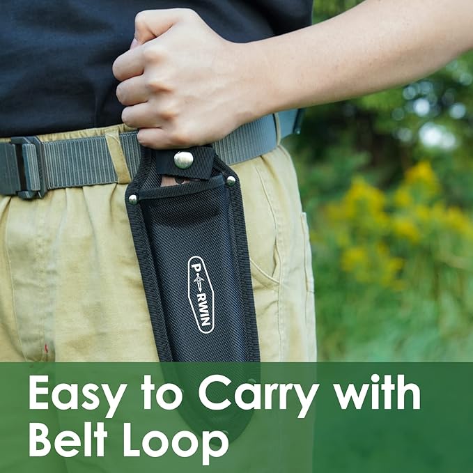 Hori Hori Garden Knife, Garden Tools with Sheath for Weeding,Planting,Digging, 7" Stainless Steel Blade with Cutting Edge, Full-Tang walnut Wood Handle with Hanging Hole