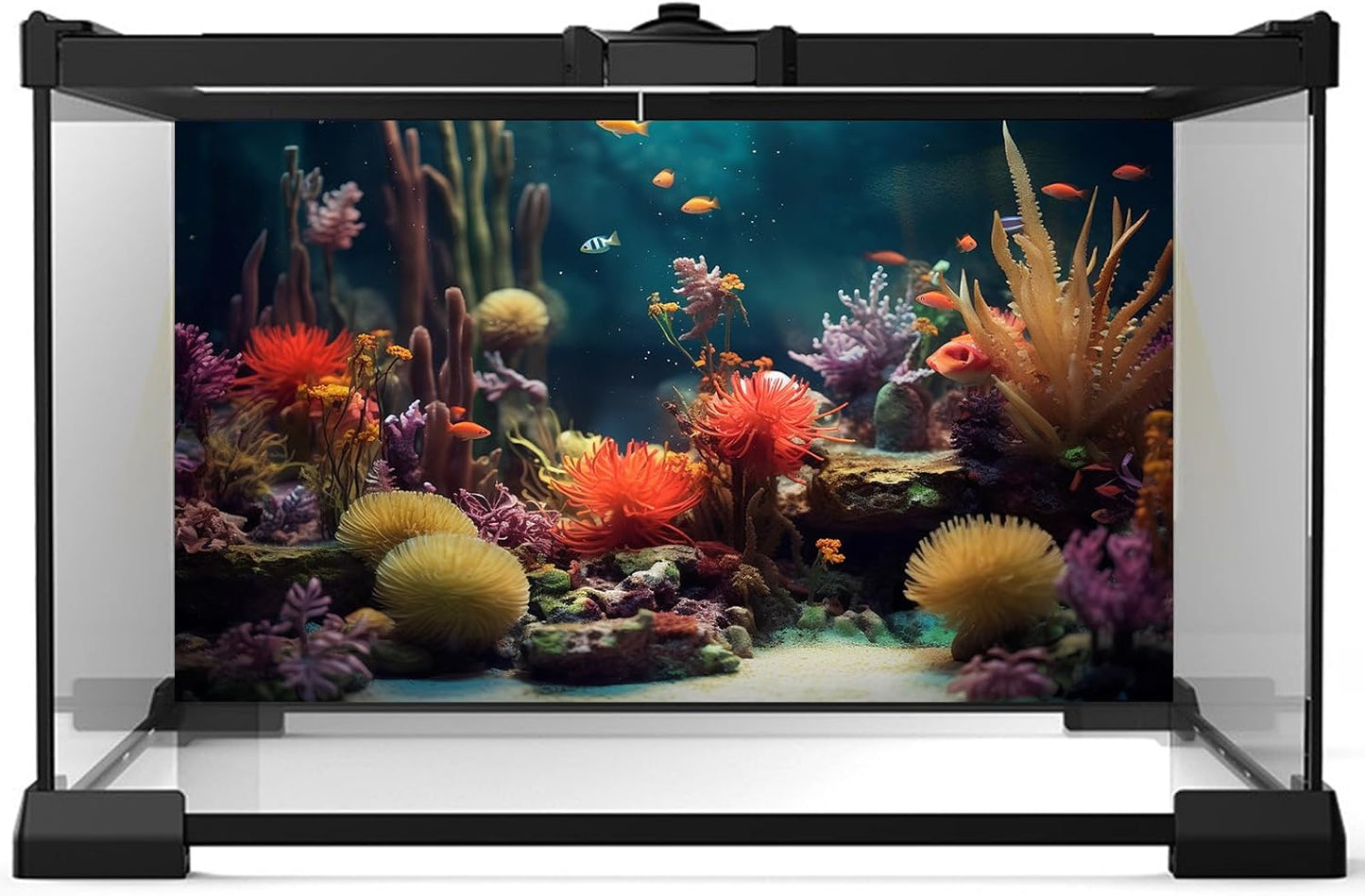 Aquarium Background Beautiful Colorful Coral Reef Aquatic Plants Terrarium Background Rock Tropical Fish Jungle Style Fish Tank Background Colorful Under Water View Aquarium Backdrop Vinyl 36x20in