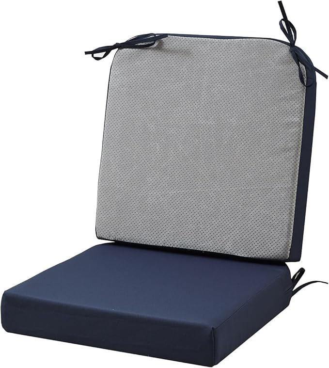 17 x 17 Inch Outdoor Seat Cushions for Patio Furniture with Non Slip and Ties Waterproof & UV Resistant Round Corner Outdoor Chair Cushions Replacement Set of 2, Navy Blue