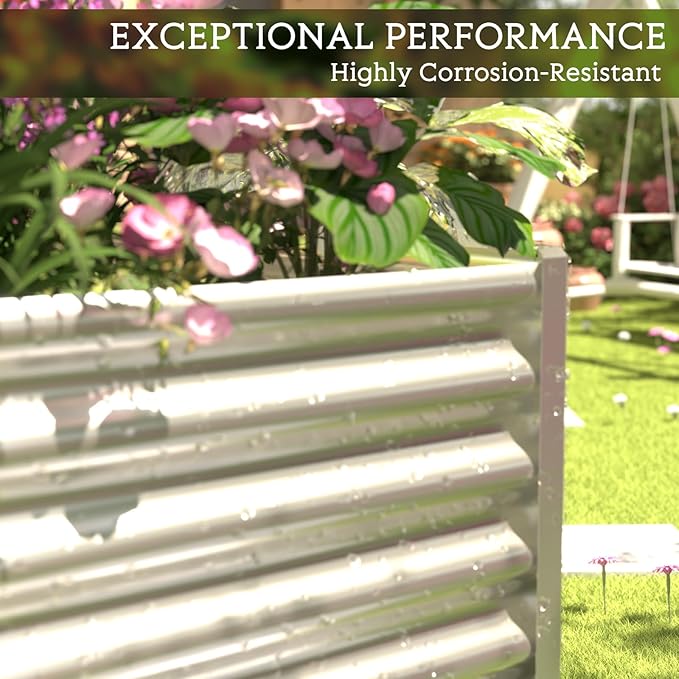 3 Pack 8x4FT Galvanized Raised Garden Bed Outdoor,Metal Garden Bed for Vegetables,Steel Raised Beds for Gardening,Above Ground Garden Box for Flower