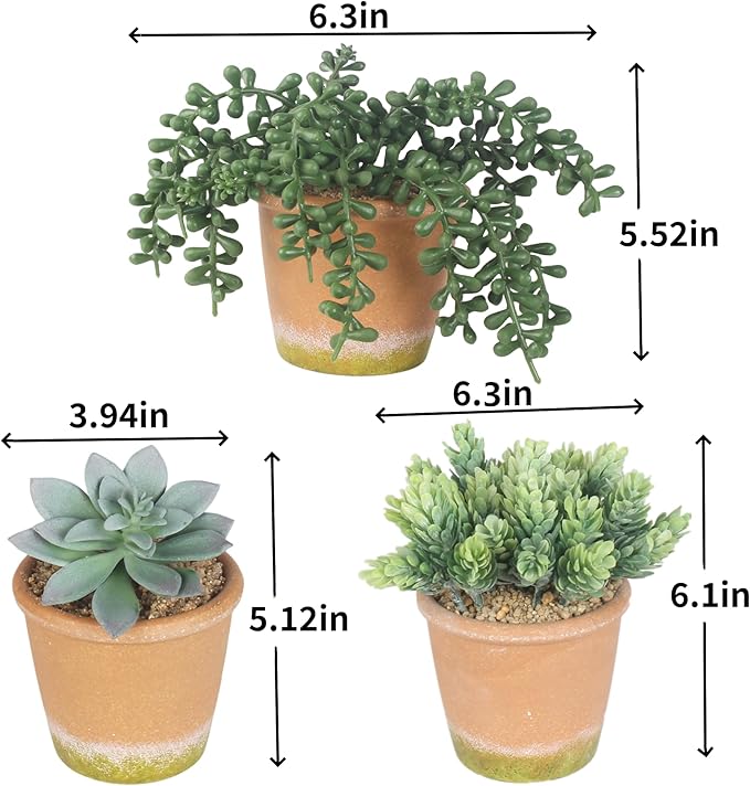 3 Pcs Artificial Succulent Plants Potted False Succulent Plants Potted Faux Potted Plant Family Office Bookshelf Decor