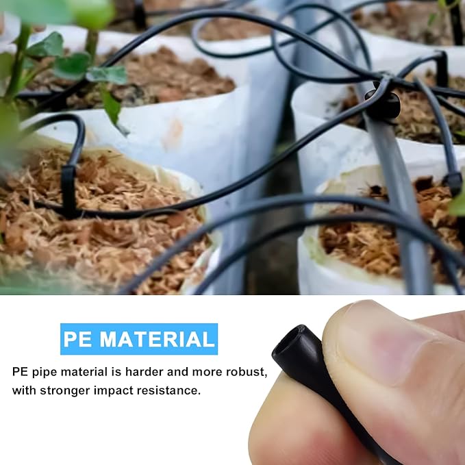 1/4 PE Drip Irrigation Tubing, 100FT Drip Irrigation Hose, Push-To-Connect Compatible- Misting Tubing or Blank Distribution Tubing for DIY Garden Irrigation Hydroponics System