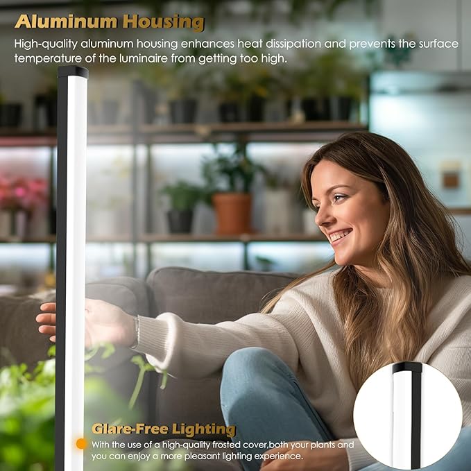 GLOWRIUM Standing Grow Light with Auto-Timer, 30W Vertical Grow Lights for Indoor Plants,3 Light Modes,201 LEDs,Detachable Full Spectrum Plant Lights for Wide Area Coverage in Indoor Plants (45 in)