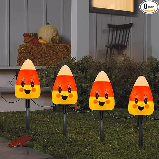 Halloween Candy Corn Pathway Lights Outdoor, 7Ft C7 LED Halloween Decorations Candy Corn Pathway String Lights Waterproof with 4 Stakes for Halloween Outdoor Garden Walkway Driveway Lawn Party Decor