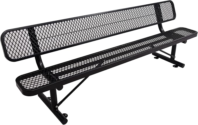 4/6/8 Feet Park Bench for Outside Heavy Duty Metal, Garden Benches Outdoor Bench with Backrest & Portable Frame, for Shopping Malls Stores Parks Patios Decks, Black