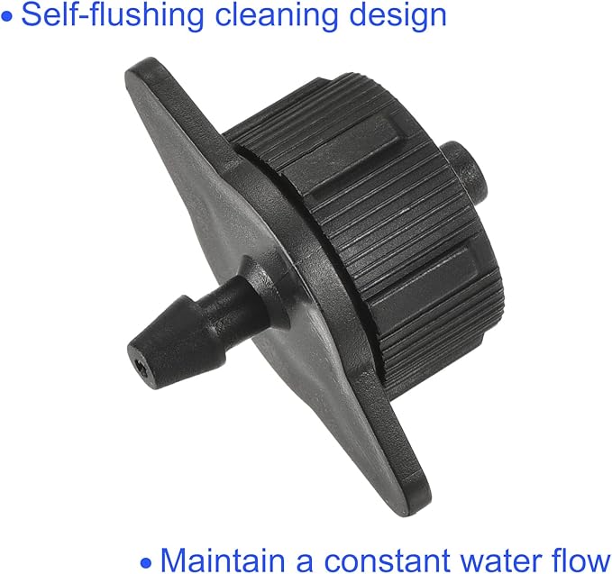 25 Pack Pressure Compensating Dripper - Garden Irrigation, Maintain Constant Flow & Drip Emitter, Apply to Outdoor Garden Lawn Tree (1 Gallon Per Hour, Black)