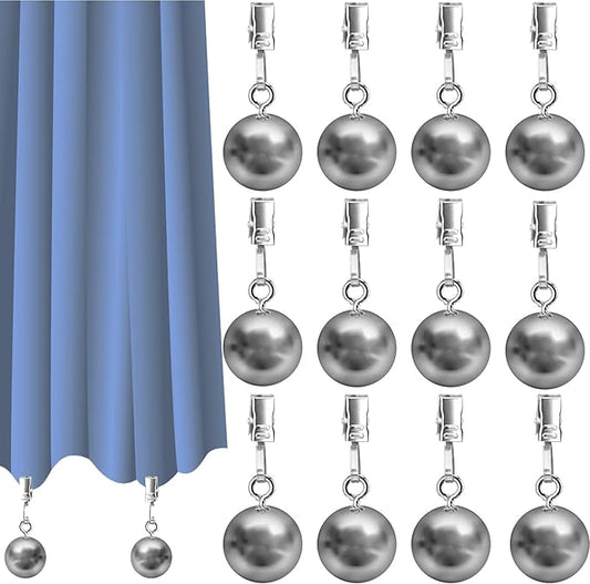 12 Pack Heavy Duty Curtain Weights, Heavy Weights for Outdoor Curtains of Pergola Patio Gazebo Cabana, Stainless Steel Weight Clip Down Curtain, Garden Flag, Shower Curtain, Tablecloth