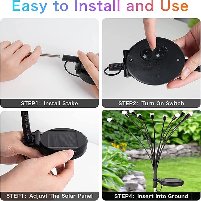 6-Pack Solar Garden Lights, 48 LED Solar Lights Outdoor for Garden Decor, Waterproof Firefly Light Outdoor (Sway by Wind), Swaying Light for Outside Yard Pathway Landscape Decorations (Cool White)