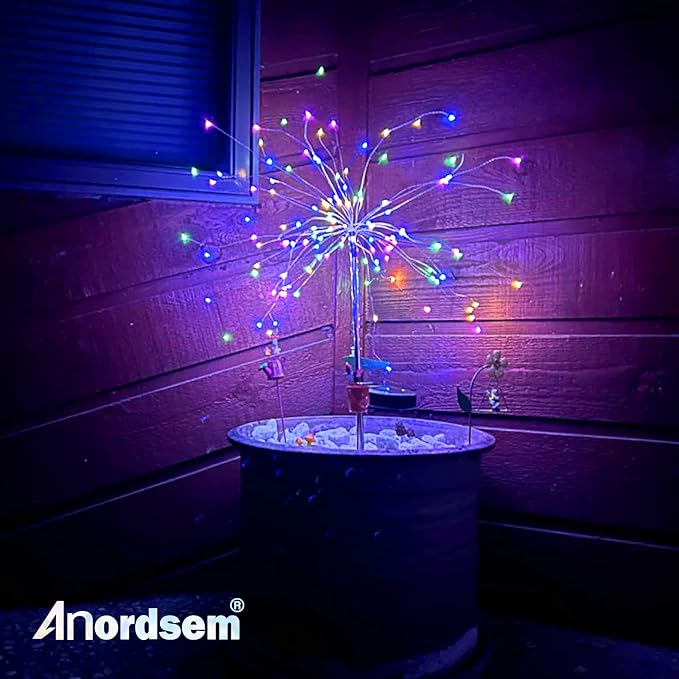 Anordsem Solar Lights Outdoor Waterproof: Garden Light Solar Powered for Yard Outside - Fireworks Lamp Colorful Lighting Path Decor 2 Pack - LED Sparkler DIY Decorating Gifts for Women Mom Wife