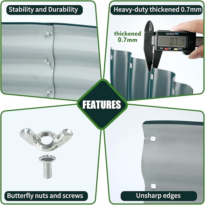 Galvanized Raised Garden Beds for Gardening - 2.7x2.7x1ft Round Metal Planter Boxes Above Ground Outdoor for Vegetables,Flowers,Herbs, Garden Container Green