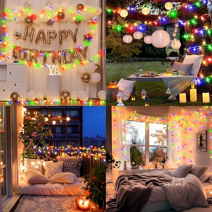 Heceltt 360 LED 118 FT String Lights Outdoor, 8 Modes Easter Lights Plug in, IP44 Waterproof Led String Lights with Timer and Memory for Easter Yard Party Garden Decorations (Multicolor)