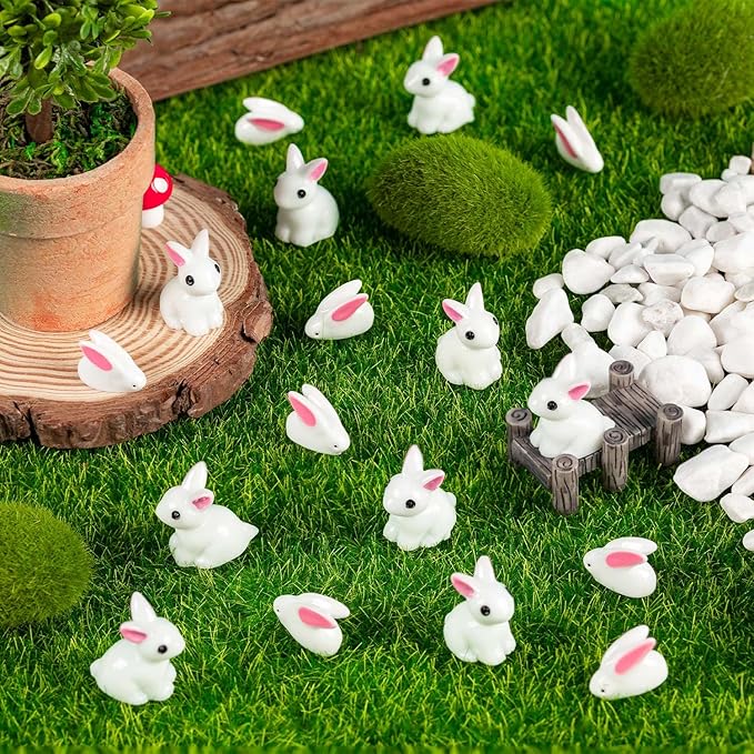 280Pcs Mini Bunny, Mini Resin Bunny Animals, Miniature Rabbit for Landscape Ornaments Miniature Garden Decor Potted Plant,Cake Topper Decoration