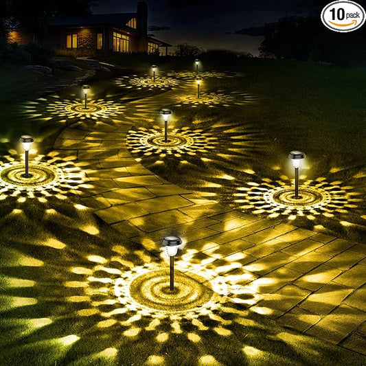 10 Pack Ultra Bright Solar Lights Outdoor Waterproof, from Dusk to Dawn Up to 12H Solar Light for Outside, Auto On/Off Solar Powered Garden Pathway Lights, Landscape Lighting (Warm White)