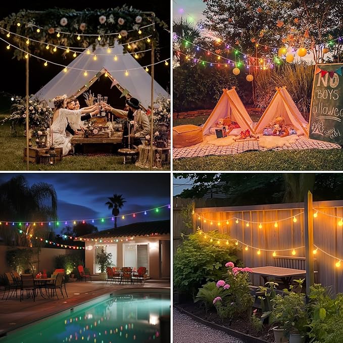 56FT Solar String Lights, 100LED Outdoor Solar Lights with Remote, Color Changing Globe Patio Light, 13 Light Modes, Timing & IP65 Waterproof, Christmas Decoration for Garden Yard