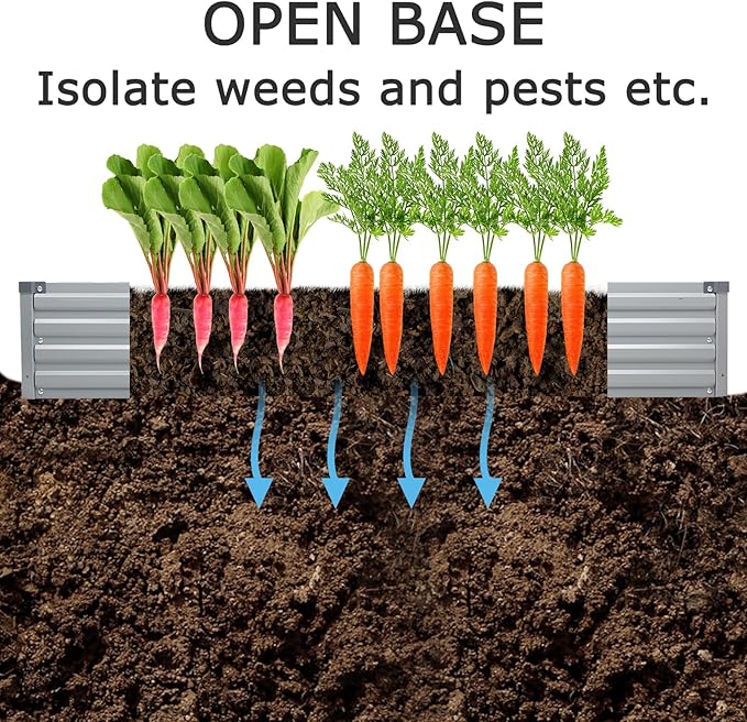 12x4x1.5ft Galvanized Raised Garden Bed,Outdoor Planter Box Metal Patio Kit Planting Bed for Vegetables Flowers Herb,Silver