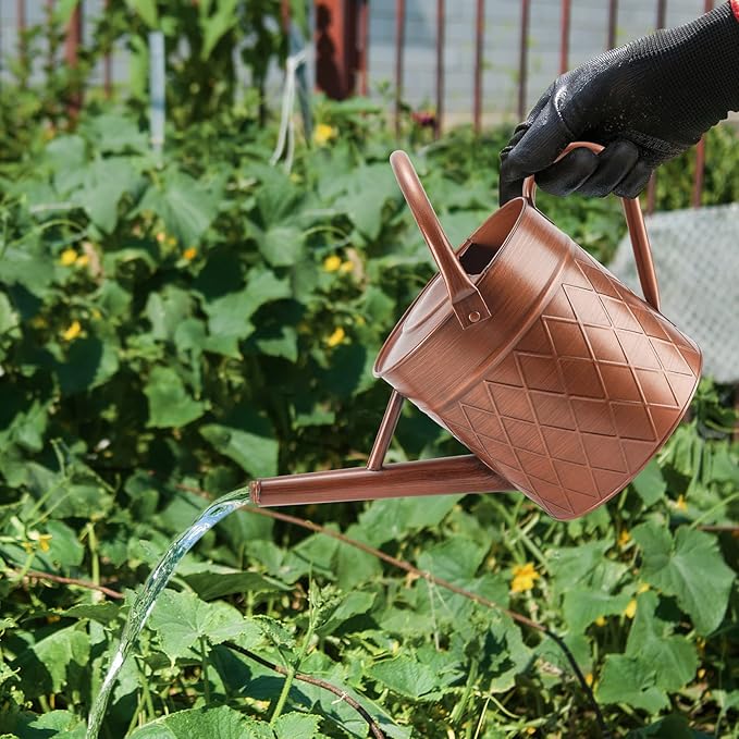 1.75 Gallon Outdoor Metal Watering Can for Garden Plants,Copper Color Watering Can with Removable Spray Spout, Ideal for Outdoor Use (Copper)