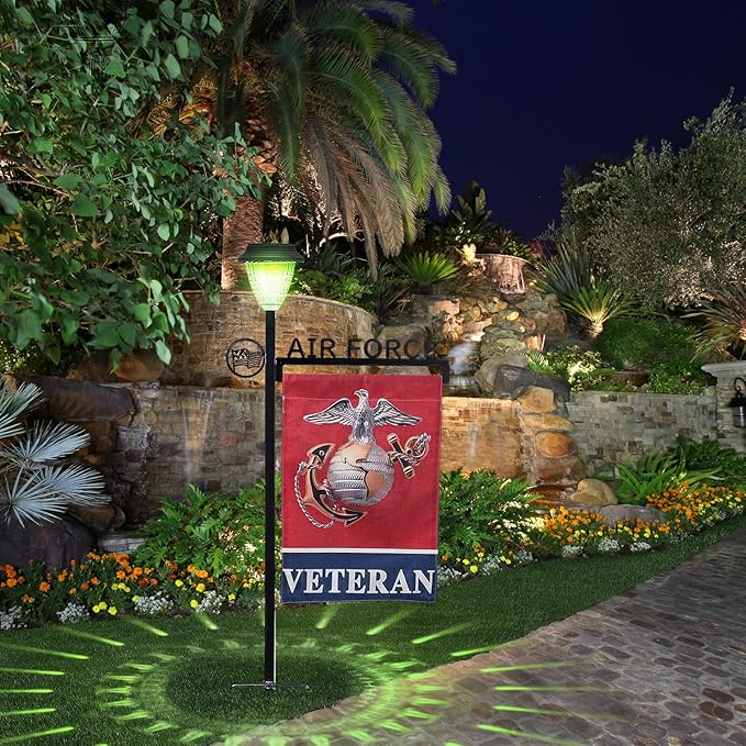 Air Force Garden Flag Stand Holder With Solar Light and American Flag Gift - Lawn Yard Stake for Outdoor Decor
