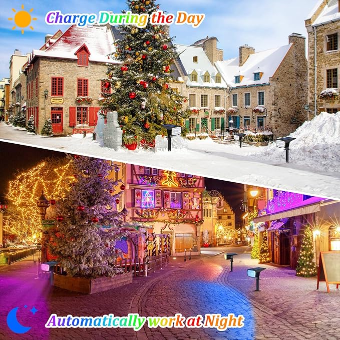 6-Pack Solar Spot Lights Outdoor, 59 LED Solar Lights Outdoor Waterproof, 9 Lighting Modes Outdoor Solar Lights for Yard, Landscape Spotlights for Christmas Garden Pathway Multicolor