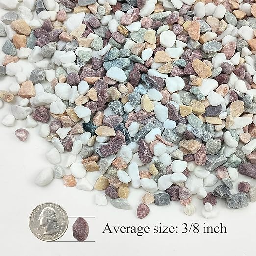 5lbs Mixed Color Pebbles for Plants, 3/8inch Small Rocks for Succulent Cactus Planters, Natural Polished Pebbles, River Rocks for Plants, Vases, Garden