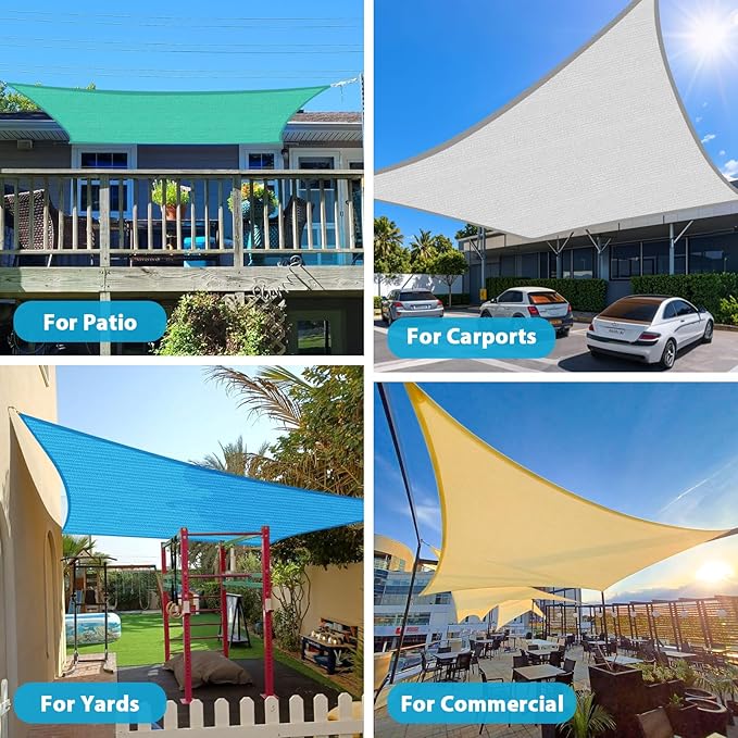 Amagenix Sun Shade Sail 16'X24' Curved Edge Outdoor Shade Canopy Dark Green Breathable 95% UV Block Shade Cloth for Patio Garden Backyard (We Make Custom Size)