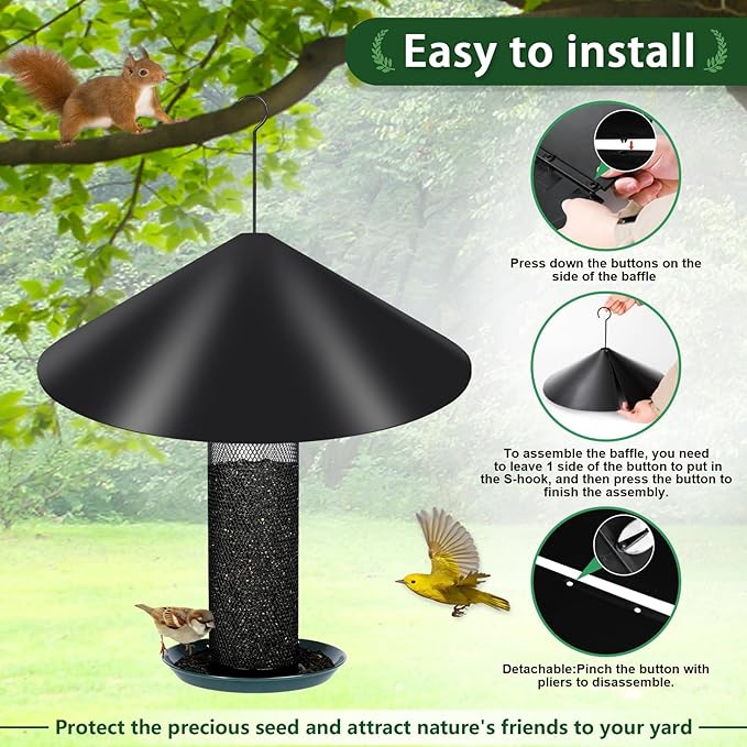 Gtongoko 19 Inch PP Squirrel Baffle for Protect Outside Hanging Mounted Bird Feeder or Bird House Squirrel Proof for Shepherd Hooks Black 1 Pack