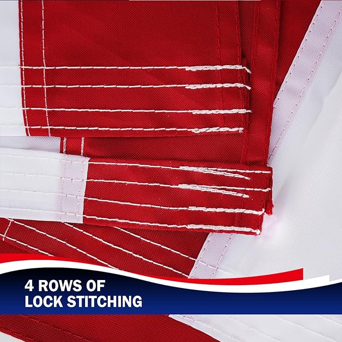 Homissor American Flag 10x15 for Outside US Flags Outdoor Heavy Duty United State USA Flag Embroidered Stars for All Weather High Wind Sewn Stripes With Brass Grommets