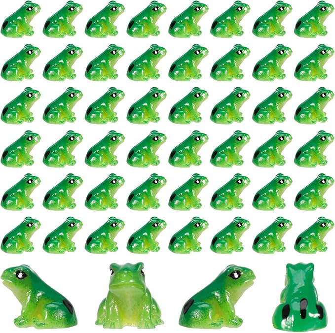 100 Pcs Mini Resin Frogs, Cute Green Frog Tiny Frogs Mini Frogs Figurines Miniature Frogs Animals Figurines Ornament for DIY Crafts Landscape Aquarium Dollhouse Fairy Garden Decor Potted