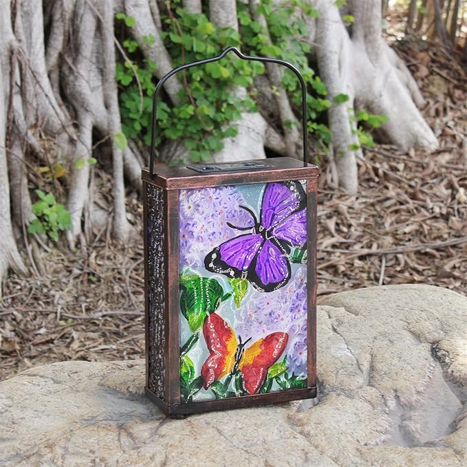 Hanging Solar Lantern, Outdoor Decorative, LED Solar Butterfly Lights, Tabletop Lamp for Outdoor Patio Garden