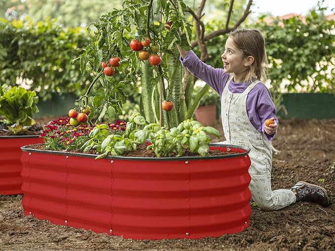 Galvanized Raised Garden Beds Outdoor // 4×2×1 ft (2-Pack) Planter Raised Beds for Gardening, Vegetables, Flowers // Large Metal Garden Box (Red) // Patented Tool-Free Design