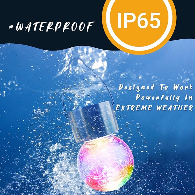 GIGALUMI 16 Pack Solar Outdoor Lights, Solar Hanging Lights for Christmas Decoration-Cracked Glass Solar Lights Outdoor Waterproof for Garden, Yard, Fence, Tree(Color Changing)