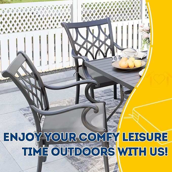 AAAAAcessories Outdoor Seat Cushions for Chairs, Waterproof, Fade-Resistant Patio Furniture Replacement Cushions, 20" x 20" x 3", Set of 2, Gray