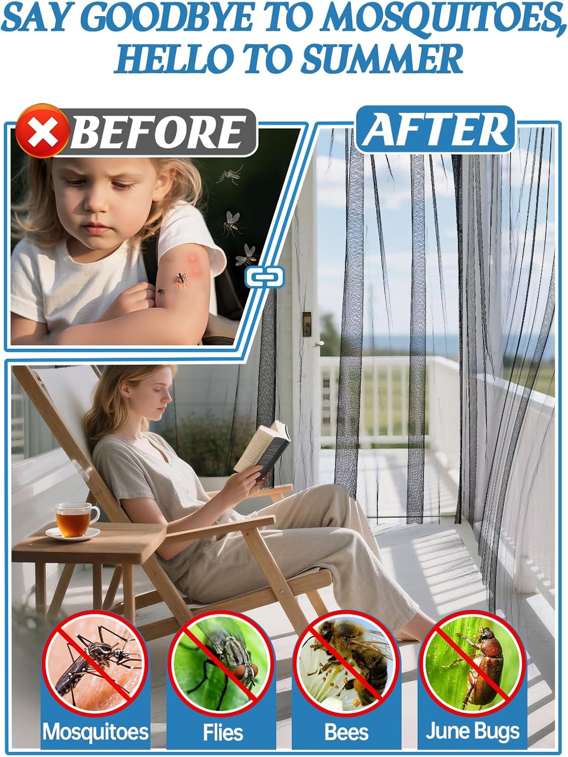 65x10ft Extra Large Mosquito Net, Mesh Netting for Garden Skin and Plants Protection, Patio Bird Bug Screen, Black