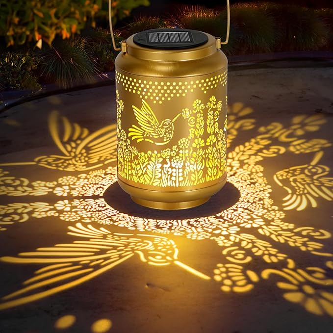 Hummingbird Solar Lanterns Outdoor Lights: Garden Decor Birthday Gifts for Women Mom Grandma Nana Aunt, Hanging Solar Lights Decoration Waterproof Outside for Yard, Patio, Backyard, Porch