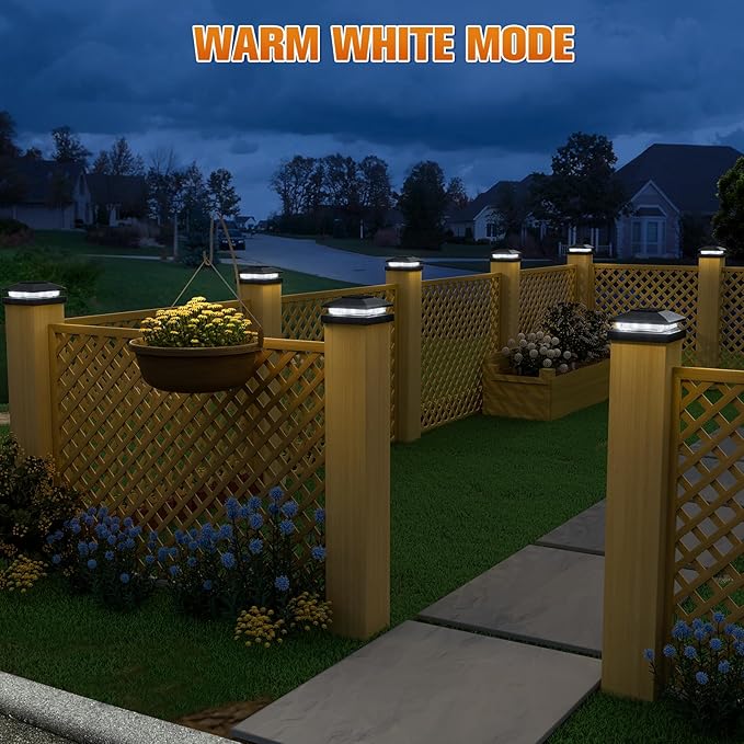 APONUO Solar Post Cap Lights for 4x4 Wood & Vinyl Posts, IP44 Waterproof Cool White LED 4x4 Post Solar Lights, Outdoor Garden Patio Yard Decor, 8 Pack (Black)