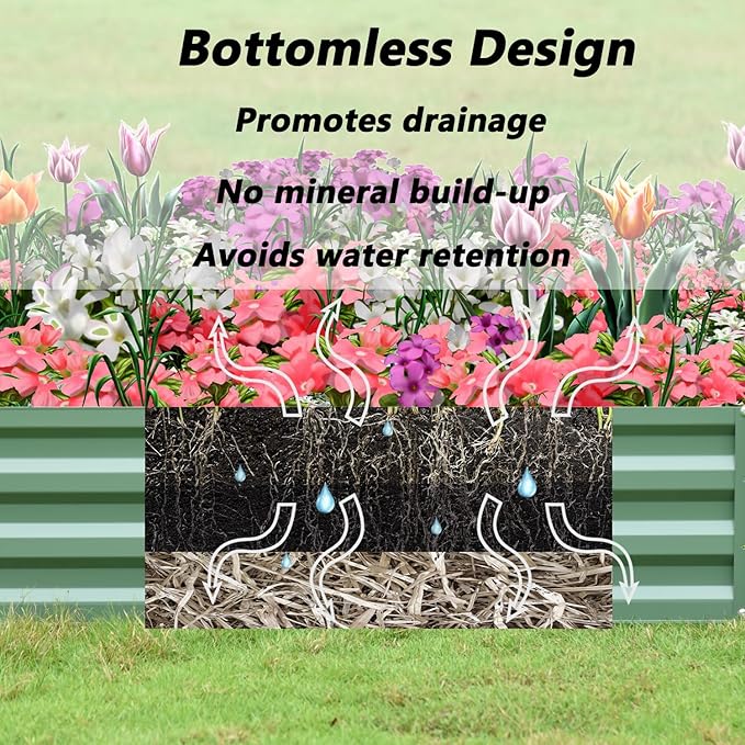 Aoodo 4 x 2 x 1 ft Raised Garden Bed for Patio Garden Lawn, Bed Only, Set of 2