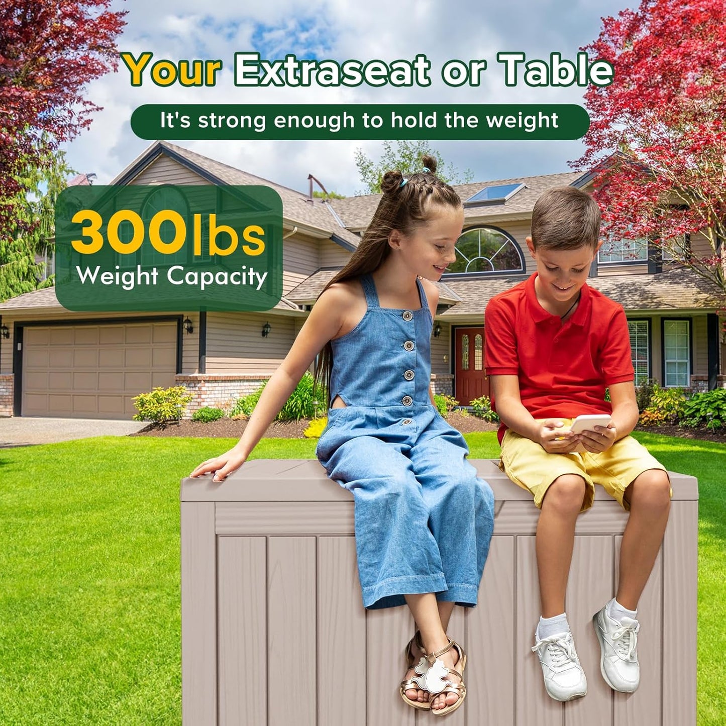 45GAL Brown Outdoor Storage Deck Box with Lock Hole – Waterproof, SGS - Tested UV Protection, Perfect for Patio Pillows & Pool Floats, Sturdy All - Weather Design