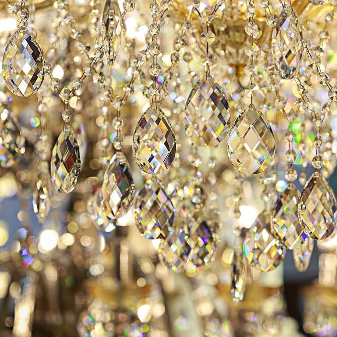 24 Pcs 24 Pcs Chandelier Crystal Replacement 38 mm Teardrop & Icicle Crystal Prisms Hanging Gems Parts for Lamps and Chandeliers Suncatcher Christmas Tree Windows Home Decor (Clear)