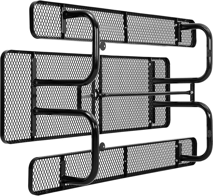 Global Industrial 8’L Rectangular Picnic Table, Expanded Metal, Black Thermoplastic Coating, Attached Benches, 1-1/2” Umbrella Pole Hole, Outdoor-Rated, 1000 lb Capacity, 96” x 30” Tabletop