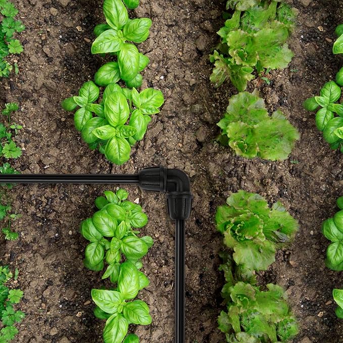 1/4 Inch Drip Irrigation Elbow Fittings, 25 Pieces 1/4'' Drip Line Barbed Locked Elbow Connectors for 1/4 Inch Irrigation Tubing Anti-leak 90 Degree Elbow for Garden Drip Sprinkler Systems