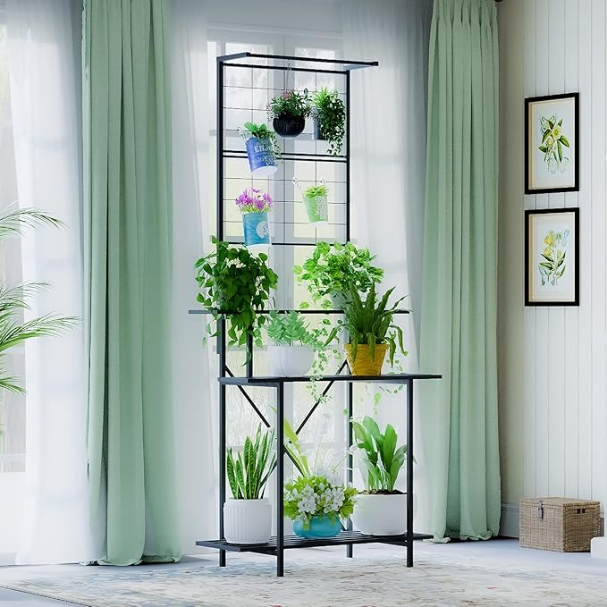 Hanging Plant Pot Shelf Rack Heavy Duty Plant holder Trellis,Multi Layer Plant Stand for Home, Garden, Balcony