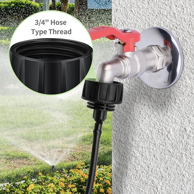 1/4 Inch Drip Irrigation Tubing Fitting to Faucet Adapter Connector, 2 Way Y Splitter for 3/4" Inch Garden Hose to 1/4 Inch Drip Irrigation Hose